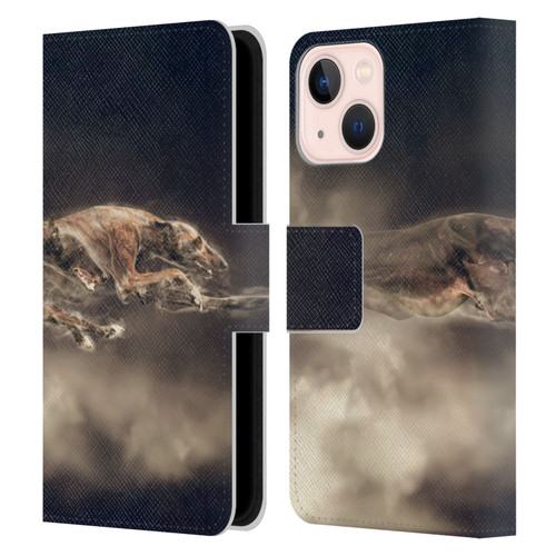 Klaudia Senator Animal Art Greyhound Leather Book Wallet Case Cover For Apple iPhone 13 Mini