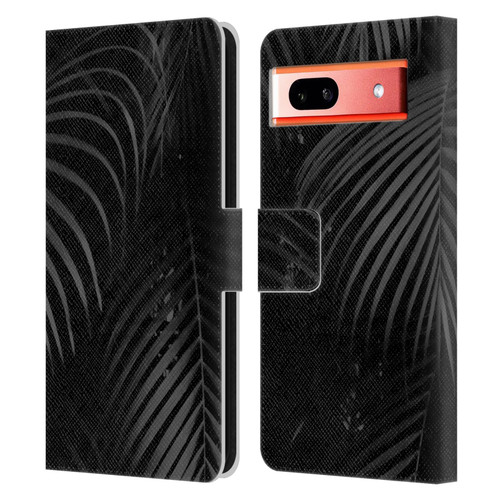 LebensArt Elegance in Black Palms Leather Book Wallet Case Cover For Google Pixel 7a