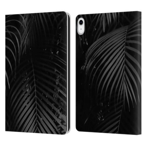 LebensArt Elegance in Black Palms Leather Book Wallet Case Cover For Apple iPad 10.9 2022/2025