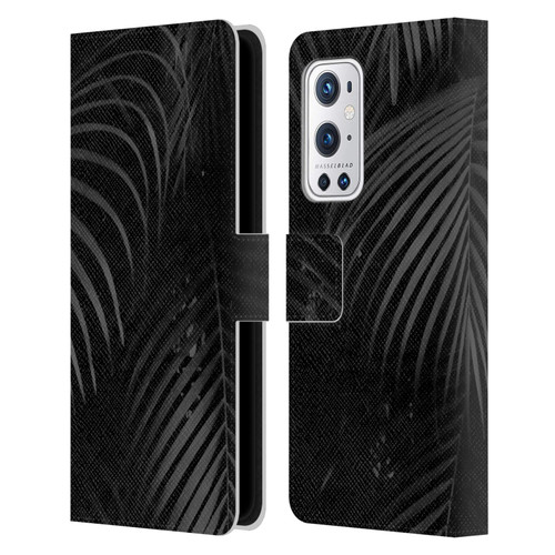 LebensArt Elegance in Black Palms Leather Book Wallet Case Cover For OnePlus 9 Pro