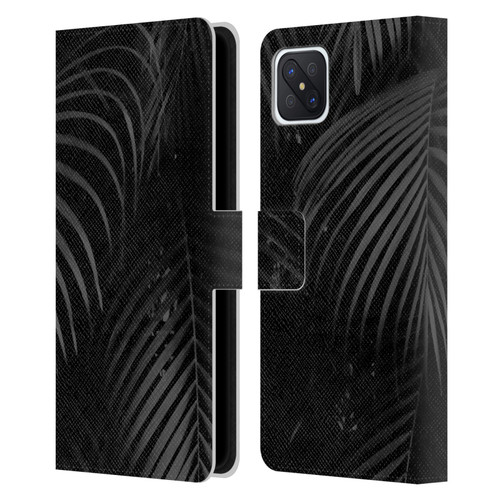 LebensArt Elegance in Black Palms Leather Book Wallet Case Cover For OPPO Reno4 Z 5G