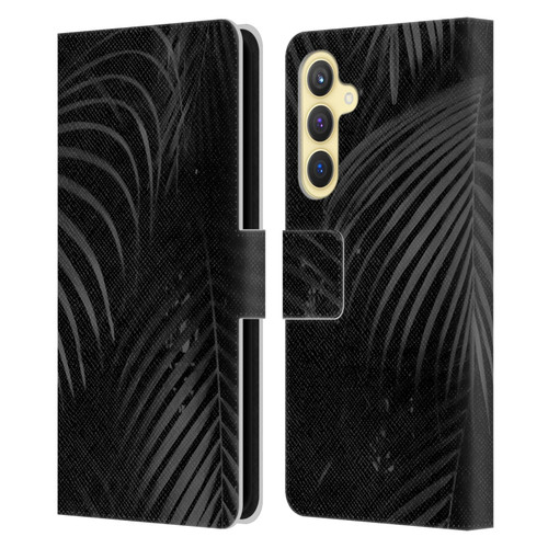 LebensArt Elegance in Black Palms Leather Book Wallet Case Cover For Samsung Galaxy S23 FE 5G