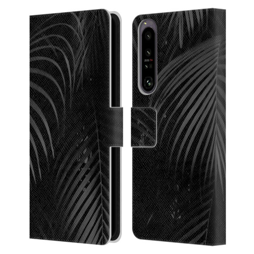 LebensArt Elegance in Black Palms Leather Book Wallet Case Cover For Sony Xperia 1 IV
