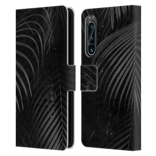 LebensArt Elegance in Black Palms Leather Book Wallet Case Cover For Sony Xperia 5 IV