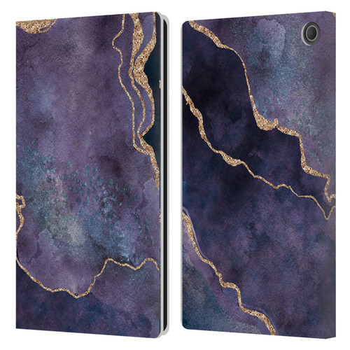 LebensArt Mineral Marble Purple Leather Book Wallet Case Cover For Amazon Fire Max 11 2023