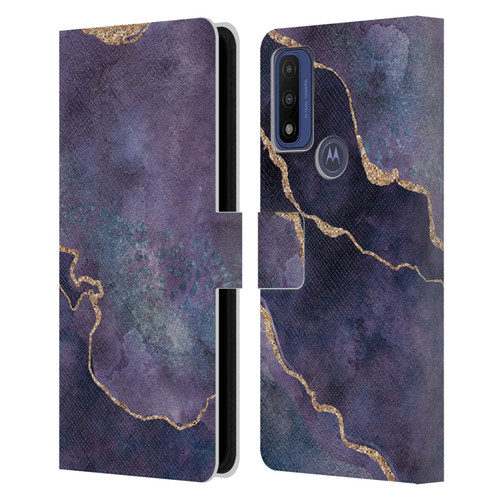 LebensArt Mineral Marble Purple Leather Book Wallet Case Cover For Motorola G Pure