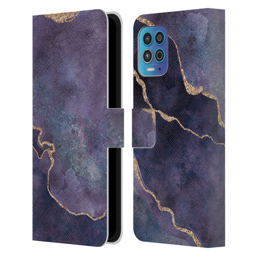LebensArt Mineral Marble Purple Leather Book Wallet Case Cover For Motorola Moto G100
