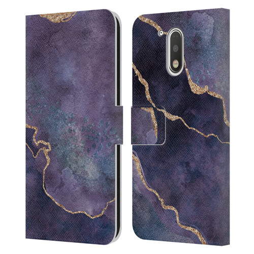 LebensArt Mineral Marble Purple Leather Book Wallet Case Cover For Motorola Moto G41