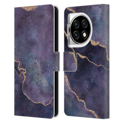 LebensArt Mineral Marble Purple Leather Book Wallet Case Cover For OPPO OnePlus Ace 3 5G