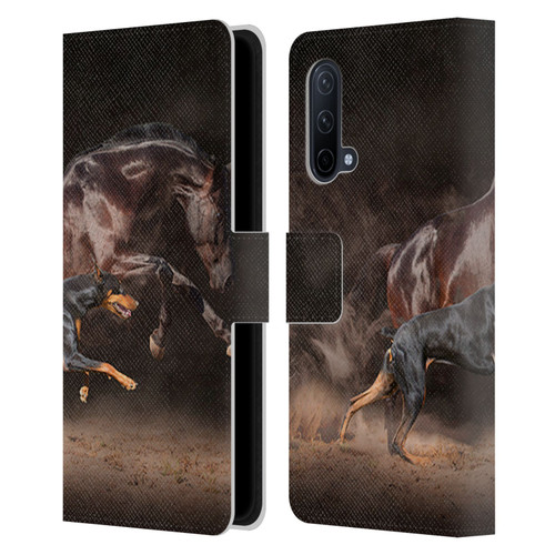 Klaudia Senator Animal Art Doberman And Horse Leather Book Wallet Case Cover For OnePlus Nord CE 5G