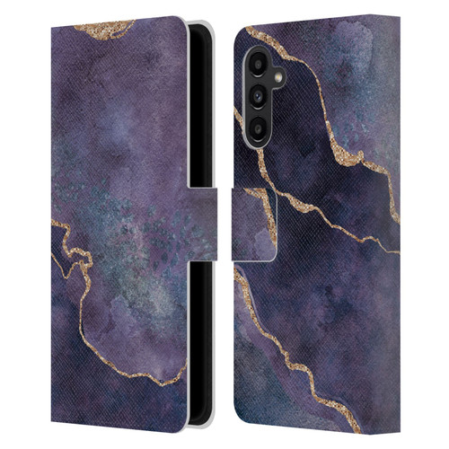 LebensArt Mineral Marble Purple Leather Book Wallet Case Cover For Samsung Galaxy A13 5G (2021)