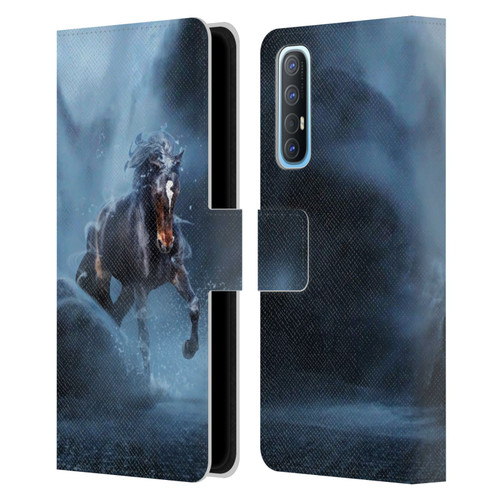 Klaudia Senator Animal Art Black Horse Leather Book Wallet Case Cover For OPPO Find X2 Neo 5G