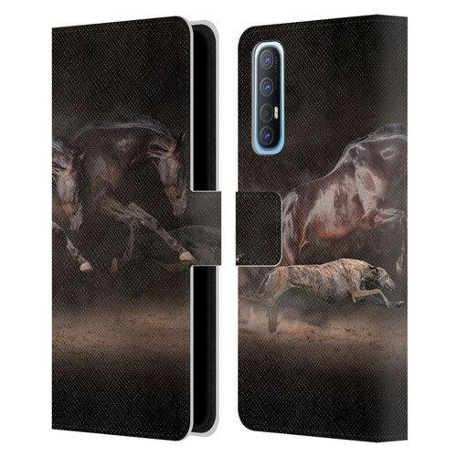 Klaudia Senator Animal Art Greyhound And Horse Leather Book Wallet Case Cover For OPPO Find X2 Neo 5G