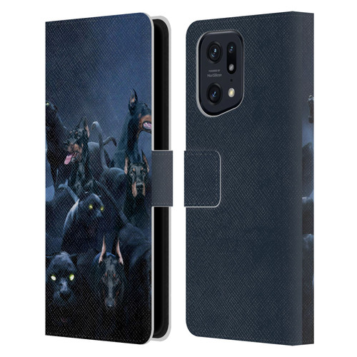 Klaudia Senator Animal Art Doberman Leather Book Wallet Case Cover For OPPO Find X5 Pro