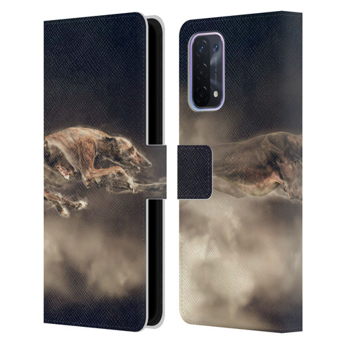 Klaudia Senator Animal Art Greyhound Leather Book Wallet Case Cover For OPPO A54 5G
