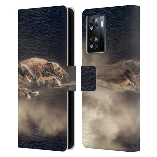 Klaudia Senator Animal Art Greyhound Leather Book Wallet Case Cover For OPPO A57s