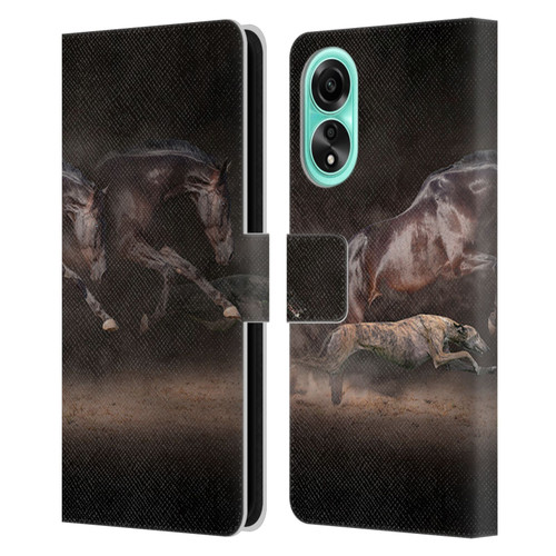 Klaudia Senator Animal Art Greyhound And Horse Leather Book Wallet Case Cover For OPPO A78 4G