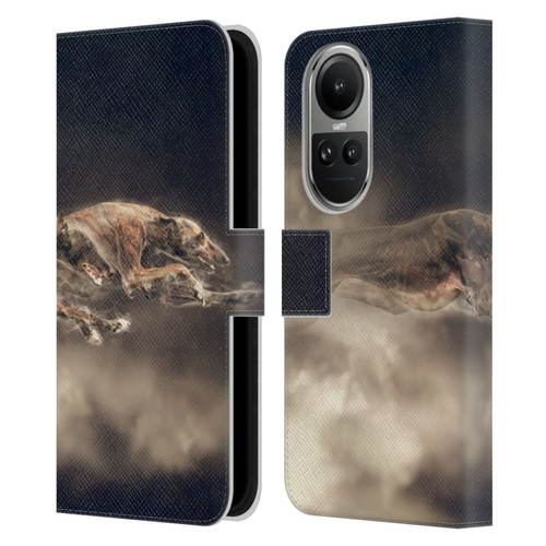 Klaudia Senator Animal Art Greyhound Leather Book Wallet Case Cover For OPPO Reno10 5G / Reno10 Pro 5G