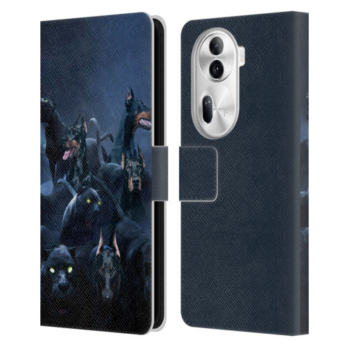 Klaudia Senator Animal Art Doberman Leather Book Wallet Case Cover For OPPO Reno11