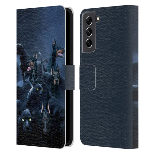 Klaudia Senator Animal Art Doberman Leather Book Wallet Case Cover For Samsung Galaxy S21 FE 5G