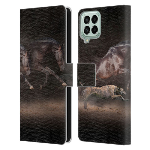 Klaudia Senator Animal Art Greyhound And Horse Leather Book Wallet Case Cover For Samsung Galaxy M53 (2022)