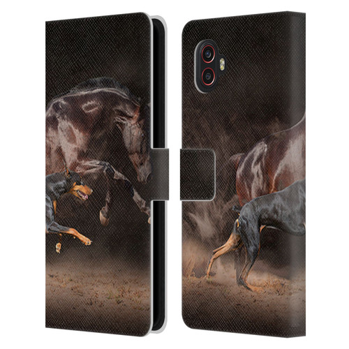 Klaudia Senator Animal Art Doberman And Horse Leather Book Wallet Case Cover For Samsung Galaxy Xcover6 Pro/Pro2