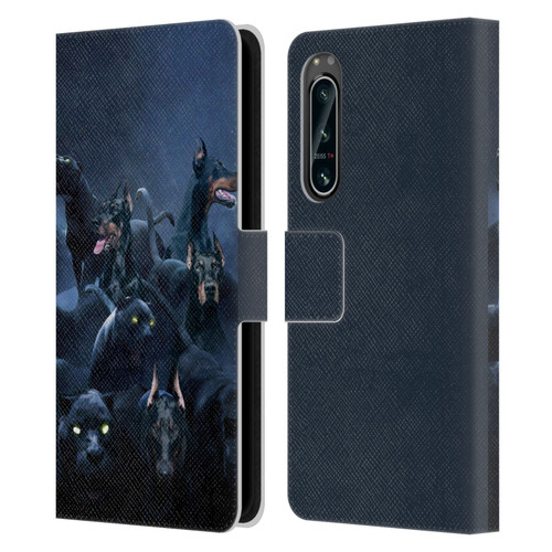 Klaudia Senator Animal Art Doberman Leather Book Wallet Case Cover For Sony Xperia 5 IV