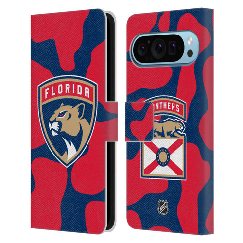 NHL Florida Panthers Cow Pattern Leather Book Wallet Case Cover For Google Pixel 9 / Pixel 9 Pro