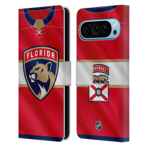 NHL Florida Panthers Jersey Leather Book Wallet Case Cover For Google Pixel 9 / Pixel 9 Pro