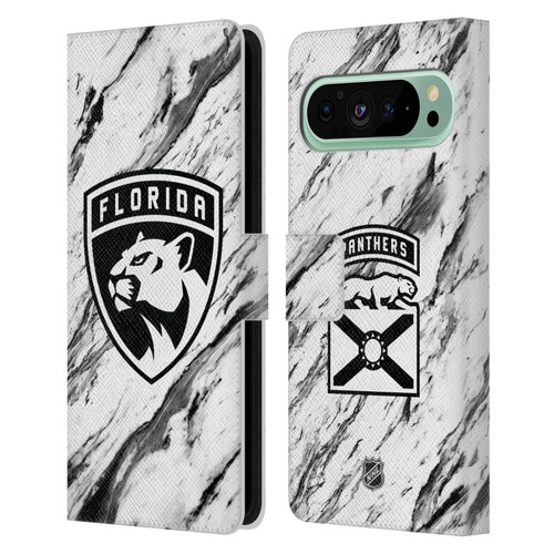 NHL Florida Panthers Marble Leather Book Wallet Case Cover For Google Pixel 9 Pro XL