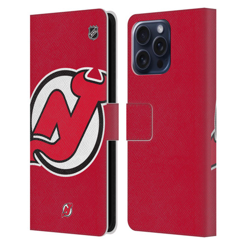 NHL New Jersey Devils Oversized Leather Book Wallet Case Cover For Apple iPhone 16 Pro Max