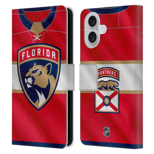 NHL Florida Panthers Jersey Leather Book Wallet Case Cover For Apple iPhone 16