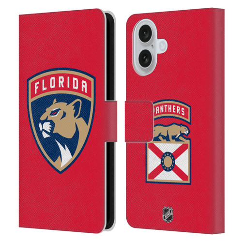 NHL Florida Panthers Plain Leather Book Wallet Case Cover For Apple iPhone 16
