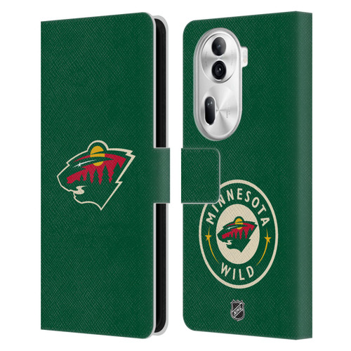 NHL Minnesota Wild Plain Leather Book Wallet Case Cover For OPPO Reno11
