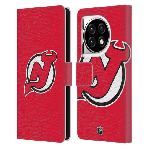 NHL New Jersey Devils Plain Leather Book Wallet Case Cover For OPPO OnePlus Ace 3 5G