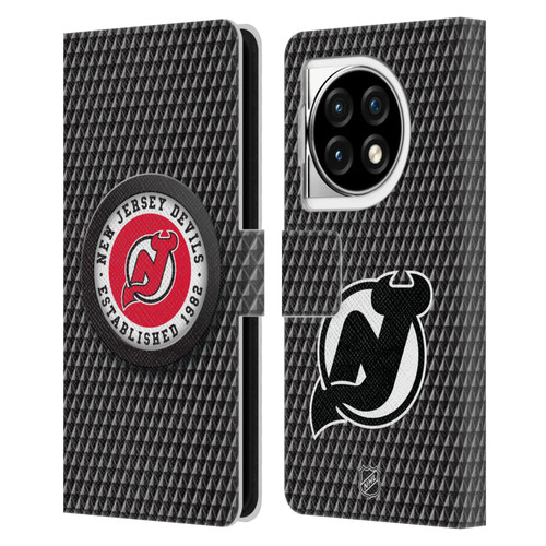 NHL New Jersey Devils Puck Texture Leather Book Wallet Case Cover For OPPO OnePlus Ace 3 5G
