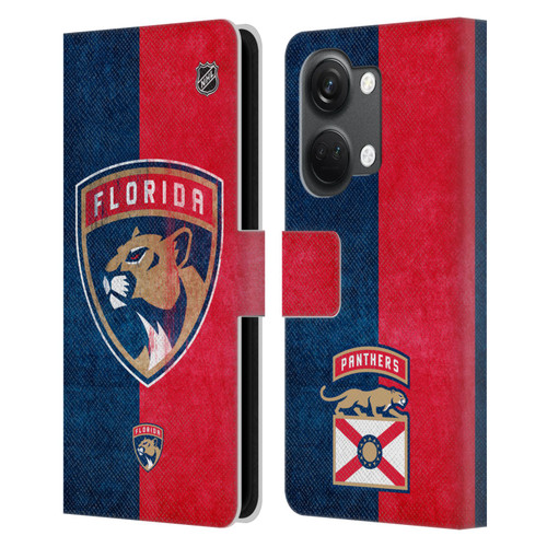 NHL Florida Panthers Half Distressed Leather Book Wallet Case Cover For OnePlus Nord 3 5G