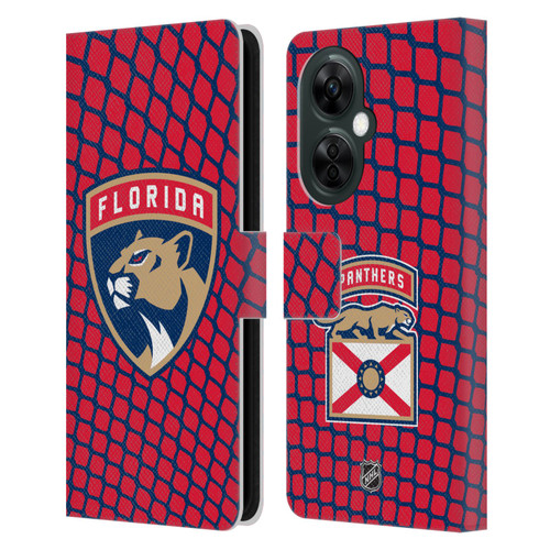 NHL Florida Panthers Net Pattern Leather Book Wallet Case Cover For OnePlus Nord CE 3 Lite 5G