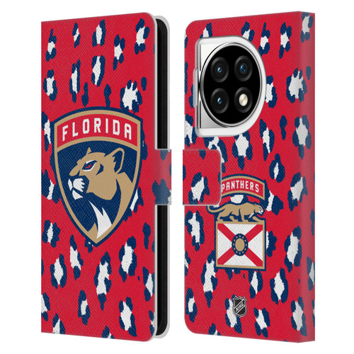 NHL Florida Panthers Leopard Patten Leather Book Wallet Case Cover For OPPO OnePlus Ace 3 5G