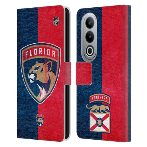NHL Florida Panthers Half Distressed Leather Book Wallet Case Cover For OPPO OnePlus Ace 3V 5G
