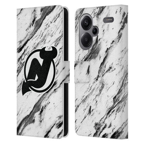 NHL New Jersey Devils Marble Leather Book Wallet Case Cover For Xiaomi Redmi Note 13 Pro Plus 5G
