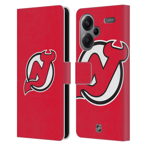 NHL New Jersey Devils Plain Leather Book Wallet Case Cover For Xiaomi Redmi Note 13 Pro Plus 5G
