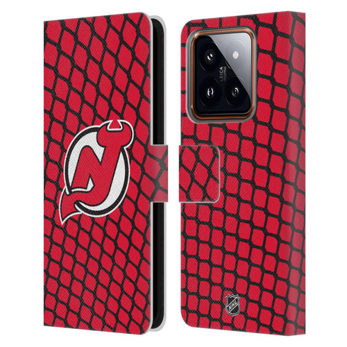 NHL New Jersey Devils Net Pattern Leather Book Wallet Case Cover For Xiaomi 14
