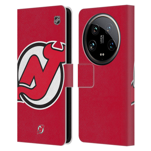 NHL New Jersey Devils Oversized Leather Book Wallet Case Cover For Xiaomi 14 Ultra