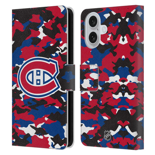 NHL Montreal Canadiens Camouflage Leather Book Wallet Case Cover For Apple iPhone 16