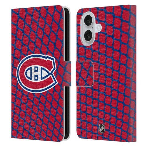 NHL Montreal Canadiens Net Pattern Leather Book Wallet Case Cover For Apple iPhone 16