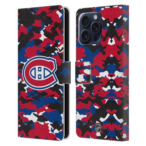 NHL Montreal Canadiens Camouflage Leather Book Wallet Case Cover For Apple iPhone 16 Pro Max