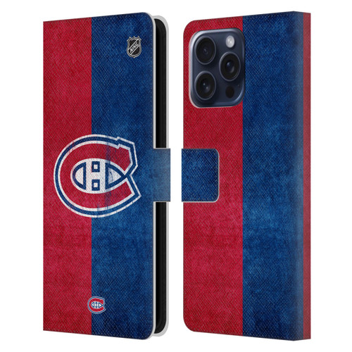 NHL Montreal Canadiens Half Distressed Leather Book Wallet Case Cover For Apple iPhone 16 Pro Max