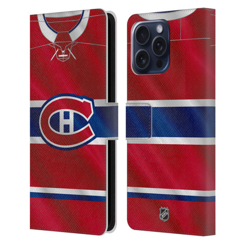 NHL Montreal Canadiens Jersey Leather Book Wallet Case Cover For Apple iPhone 16 Pro Max