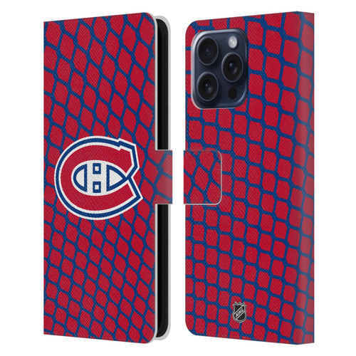 NHL Montreal Canadiens Net Pattern Leather Book Wallet Case Cover For Apple iPhone 16 Pro Max
